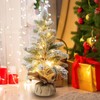 Pre-lit Snowy Mini Christmas Tree, Small Tabletop Flocked Christmas Tree