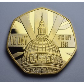 The Commemorative Coin Company VE DAY 24ct Gold Commemorative. Victory in Europe, WW2, 8th May 1945