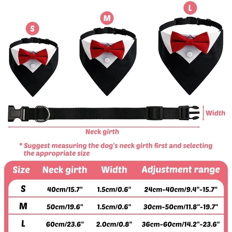 DONGKER Dog Tuxedo Collar, Adjustable Dogs Formal Tuxedo with Bow