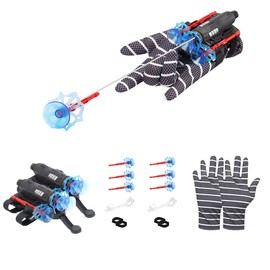 2 Pcs Black Spider Silk Wrist Launcher - High-Precision Web Shooter for Cosplay, Roleplay & Outdoor Fun - Adjustable Strap, Durable Design, Safe for Kids& Adults