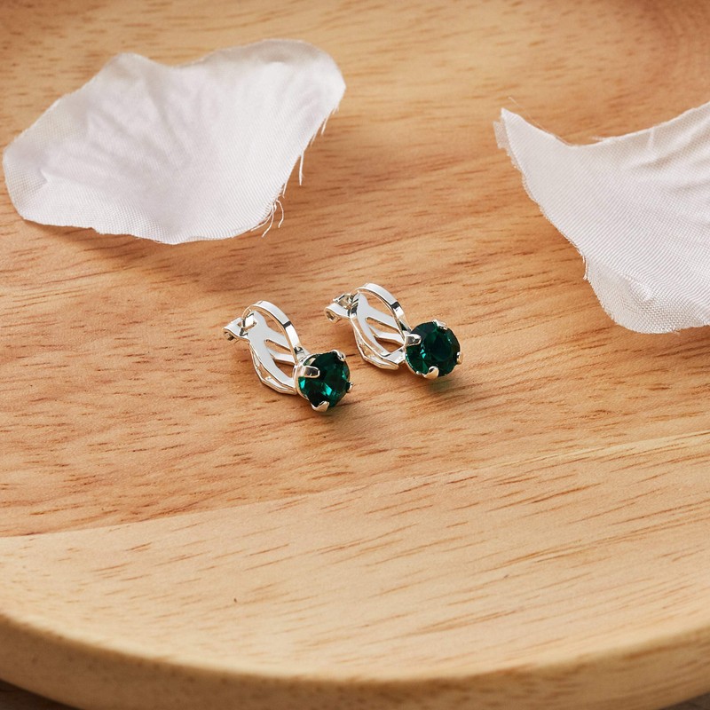 Philip Jones May (Emerald) Birthstone Clip On Earrings Created with