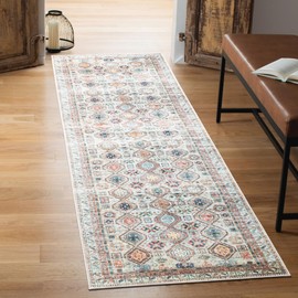 Keen Home Design Machine Washable Area Rugs with Non-Slip Backing, Ideal for Hallway, Living Room, Bedroom, Kitchen and Laundry Room, Vintage Moroccan and Low Pile Rug - (2'6'' x 7')