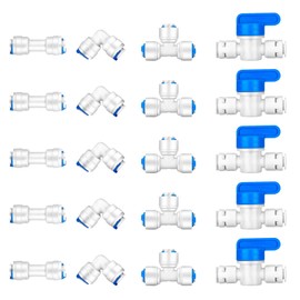 1/4" Quick push to connect Water fittings Kit For Ro System Pack of 20