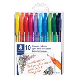 Staedtler Triplus Ballpoint Pen, Stick, Medium 1 mm, Assorted Ink and Barrel Colors, 10/Pack
