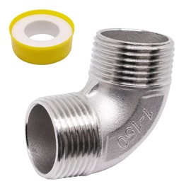 ZHMEINA 1" NPT Male x Male Threaded Elbow, 1Pcs 304 Stainless Steel Pipe Fittings, 90 Degree Elbow Connecting Pipe Connector, With 1 Tape