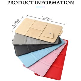 XINLIYA Car Sun Visor Organizer, Leather Storage Pocket Sun Visor Pouch with Zipper for Cards License Registration Pen Glasses Document, Fits Most Car SUV, Auto Interior Accessories (Blue)