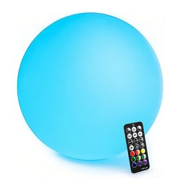 LOFTEK Floating Pool Light - 16-inch Large Ball Lamp with Remote - 3 Modes & 16 RGB Colorful - Waterproof & Rechargeable Globe Floor Lamp for Pool Party, Gaming Room, Garden, 1-Pack
