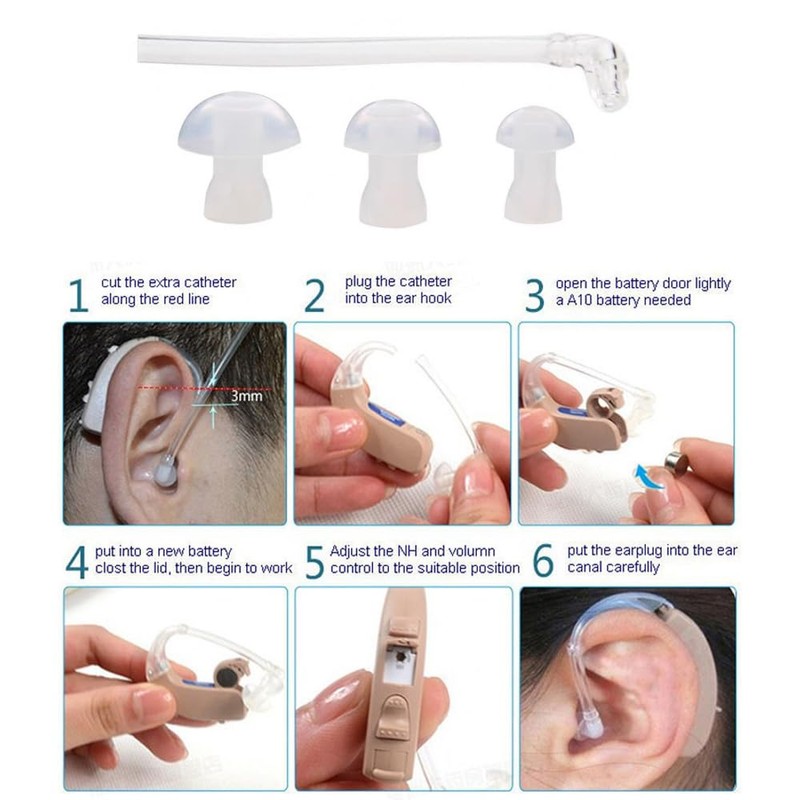 DeaHea 3 Set Hearing Aid Ear Plug Replacement Silicone BTE