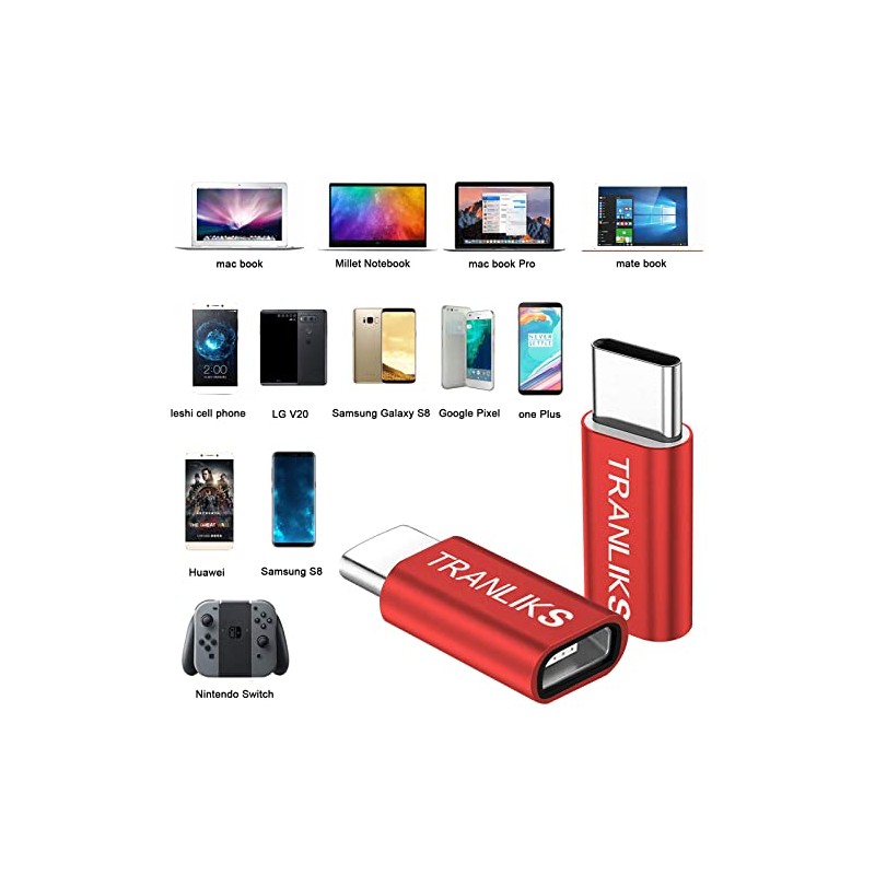 TRANLIKS 5 Pack USB Type C to Micro USB Female