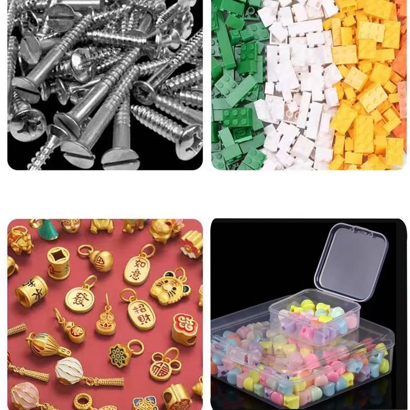 Leliafleury 6.4x6.4x2cm Transparent Plastic Organizer, 5Pcs Empty Mini Square Storage