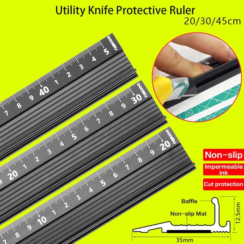 20 cm Aluminium Alloy Ruler, Stainless Steel Ruler for Measurement,
