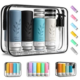 unigo 30 PACK Travel Bottles Set for Toiletries - Leakproof Refillable Travel Size Containers, TSA Approved Bottles with Labels, Brush & Covers for Carry-On Travel
