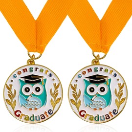 GraduationMall Congrats Kids Graduation Medal with Neck Ribbon,Kindergarten & Preschool Graduation Award Medallion,Party Decoration,2 Pieces