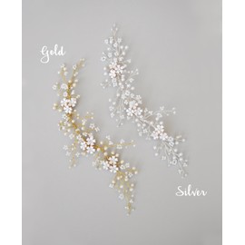 Kercisbeauty Handmade Bridal Cute Daisy Flower Crystal and Pearl Vintage Headband Vine Wedding Headpiece Prom Party Accessories (Gold)