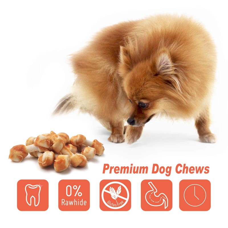 LuvChew Premium Dog Chew Bones, Made with Real Chicken, Rawhide