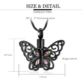 Yinplsmemory Cremation Jewelry Butterfly Urn Necklace for Ashes Keepsake Memorial Urn Locket for Ashes Jewelry