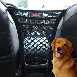 Azuldimen Organizador de Malla para automóvil con 3 Capas, Bolsillo de Red Universal para automóvil Entre los Asientos, Barrera de Red para el automóvil para el Asiento Trasero de los Perros, niños