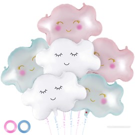 6 Pieces Cloud Balloons,White Cloud Foil Balloons,Cloud Balloons Baby Shower,Cute Cloud Shaped Balloons for Boys Girls Baby Shower Themed Party Birthday Party Wedding Decorations Supplies (Mixcloud)