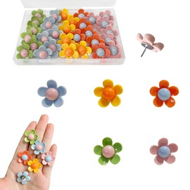 BAOTXHBR Colorful Flower Studs Pins for Cork Boards Thumbtacks for Bulletin Boards, Photo Walls Office Accessories (30 pcs)