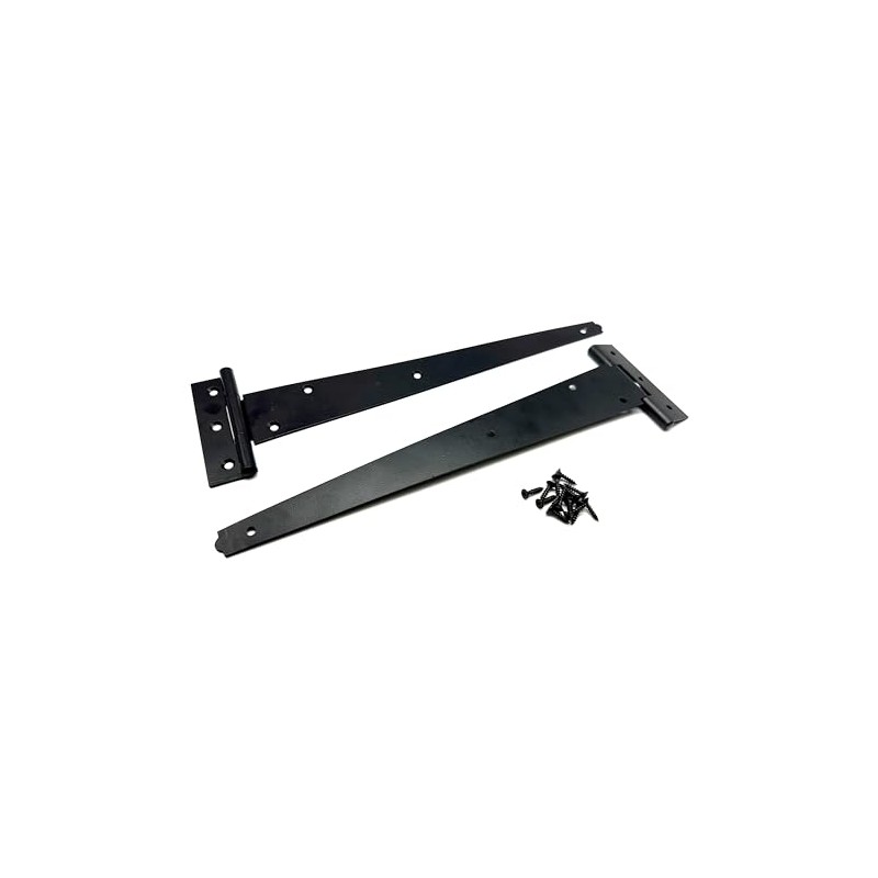 2PK 300mm Black Tee Hinges with Fixings. 12" T-Hinges for