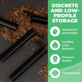 Kopperko 10 Pack 116mm Plastic Pop Top Tube - Child Resistant Smell Proof Containers for Herbs and Spices | UV and Moisture Resistant Medication Container | Airtight & Waterproof Storage | Black