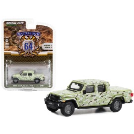 DCD 2022 Jeep Gladiator Pickup Truck "U.S. Army" Military-Spec Camouflage "Battalion 64" Series 3 1/64 Diecast Model Car by Gree