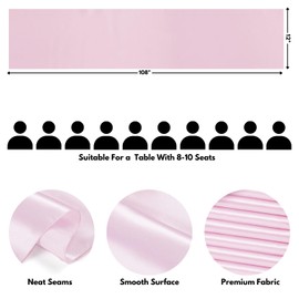 Light Pink Table Runner 12x108 Inches Long, Satin Silk-Like Smooth Table Decor for Wedding Prom Event Party, 2 Pack