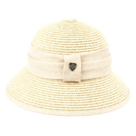 Gatsby - Gorro de lino con banda de encaje y flores para mujer, Cl2797natural, Talla única