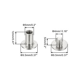 PATIKIL Chicago Screws, 10 Sets M5x12mm Carbon Steel Nickel Plated Chicago Screw Phillips Binding Post Screw Rivets for Leather Belt Scrapbook Photo Albums, Silver