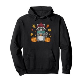 Cute Raccoon Pumpkin Spice Latte Fall Aesthetic Pullover Hoodie