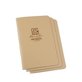 Rite in the Rain All-Weather Stapled Notebook, 4 5/8" x 7", Tan Cover, Universal Pattern, 3 Pack (No. 971TFX)