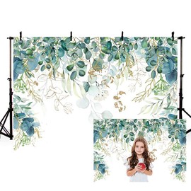 MEHOFOND 7x5ft Gold Green Eucalyptus Leaves Portrait Backdrop Boy Girl Newborn Baby Shower Wedding Bridal Shower Birthday Party Photography Banner Photoshoot Studio Props