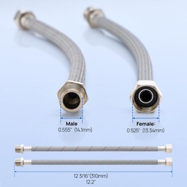 J-HVA Faucet Supply Lines Length 12" x G 3/8 Female Thread Connector Braided Nylon Extension Hoses for Bathroom Kitchen Sink Faucet Hose Filter, Stainless Steel Nut (1 Pair)