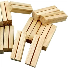 moonwood Wooden Card Stand Memo Stand 10 Pcs Stand Clip Place Card Business Card Wedding Tabletop Prop Decoration Memo Holder Photo Holder (Rectangle)