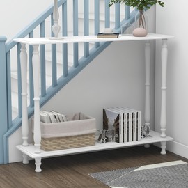 TaoHFE Narrow White Entryway Table Couch Table Behind Sofa Vintage Wooden Console Table Behind Couch Skinny Hallway Table 32 Inch Entry Way Table for Living Room,Front Door,Entryway