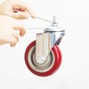 Swivel Stem Casters, Heavy Duty Double-Locking Castors with Red PU