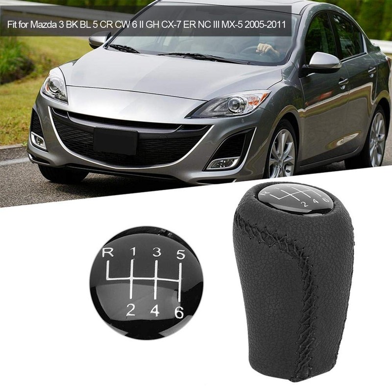 6 Speed Shifter Knob - Leather Gear Stick Handle for