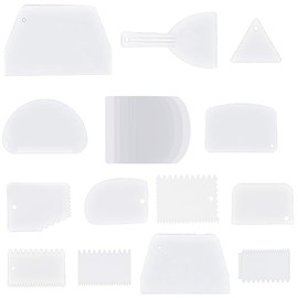 Alisador de Pasteles 18 Piezas, Raspadores para Tartas de Masa Herramienta de Corte Suave Decorativa en el Borde del Pastel de Pastelería, Pala de Pastelería, Espátulas Repostería