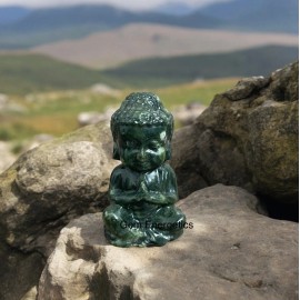 Jade Buddha Statue Crystal Praying Buddha Carving Meditation Yoga Spiritual Heal