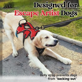 rabbitgoo Escape Proof Dog Harness, Soft Padded Full Body Pet Harness, Reflective Adjustable No Pull Vest with Lift Handle and Leash Clip for Large Dogs Walking Hiking Training, L, Red
