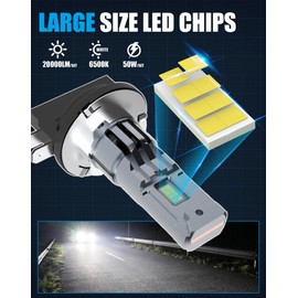 CHOPDARK H11B H7 H11 Light Bulbs Combo, 50W 6500k White Plug and Play, Fog Lamps for Hyundai Santa Fe 2013-2016, Pack of 6