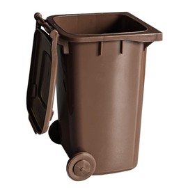 plasteo® 240 Mini Wheelie Bin - Brown - Perfect as a Pen Holder and Waste Bin - Desk Tidy - Multifunctional and Stylish