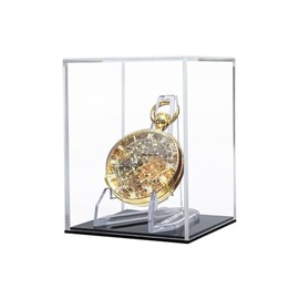 Klmnop Pocket Watch Display Case, Clear Acrylic Watch Display Cube with Stand, Protected Cabinet for Pocket Watch Championship Ring Collection(2.7.1×2.7×3.5 Inch)