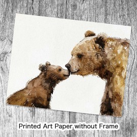 Woodland Nursery Wall Decor, Nursery Prints, Baby Bear Woodland Animal Print, Nursery Wall Art, Baby Shower Gift, Kids Room Decor, Bear Mom and Baby Gift (11x14 inch Print Unframed)