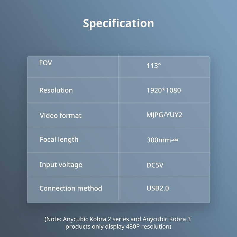 Anycubic Kobra 3 3D Printer Camera, Real-Time and Remote Monitoring,