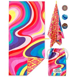 MintiMango Microfiber Beach Towel Oversized 71"X32" Lightweight -Quick Dry, Sand Free, Double Sided - High Absorbent, Compact Includes Carry Bag, Pool, Gym, Camping, Beach Vacation Essentials, Pink