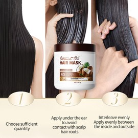 Coconut Hair Mask, 500 g Natural Coconut Oil Mask Hair Treatment, Coconut Moisture Hair Mask, Deep Repairing Hair Mask, Coconut Bomb Hair Mask, Repair Dry Damaged Hair