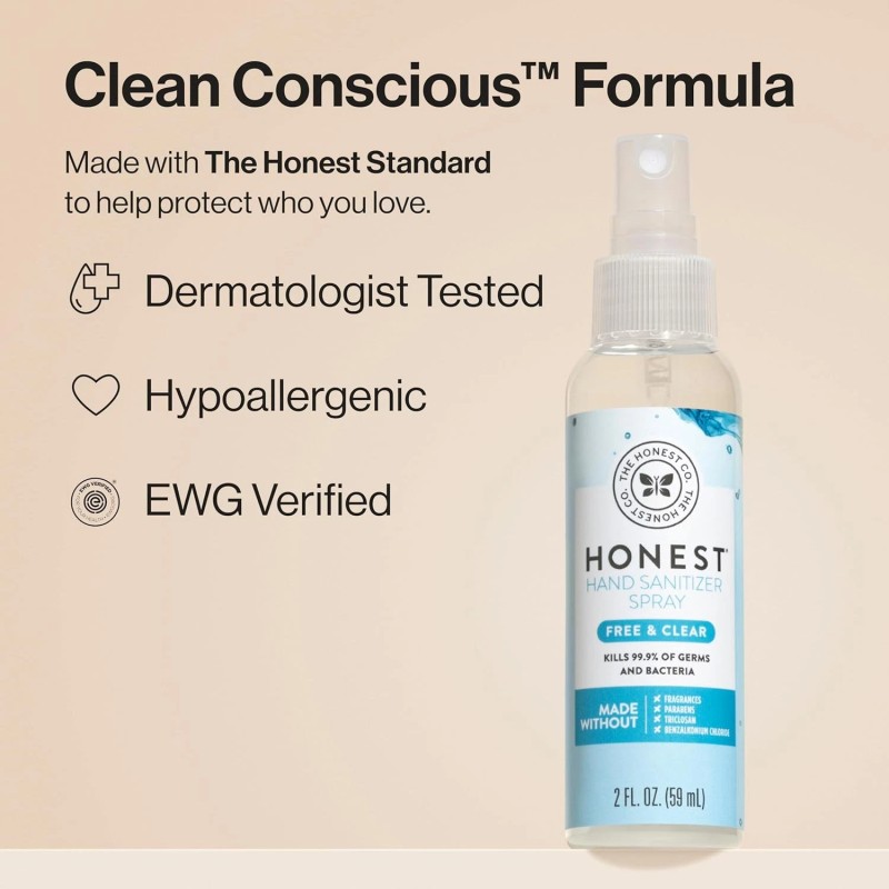 The Honest Company Plant-Based Hand Sanitizer Spray | Fragrance Free,