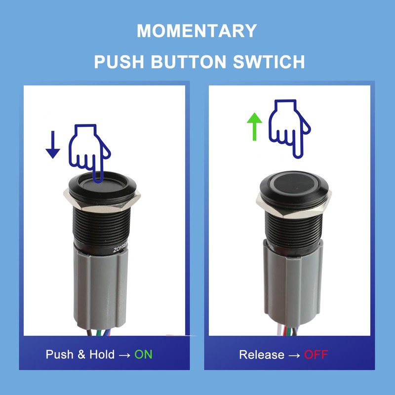 Zoyseay 19mm Push Button Start Switch 12V LED 5A 250V