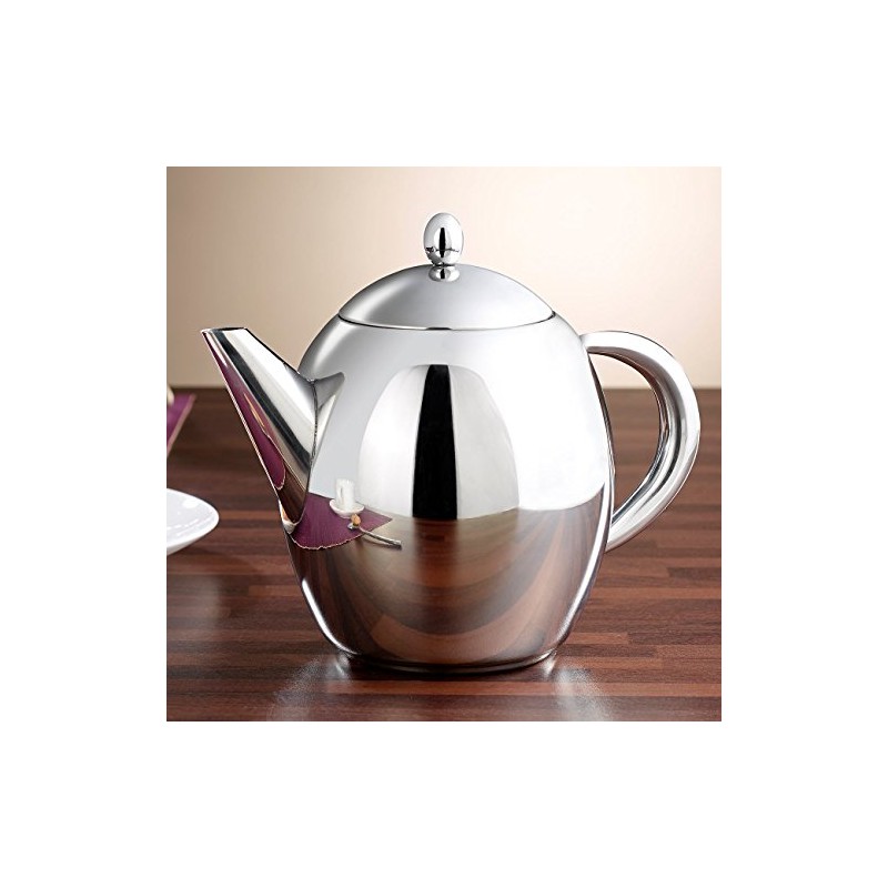 Rosenstein & Söhne Teapot with Strainer: Stainless Steel Teapot with